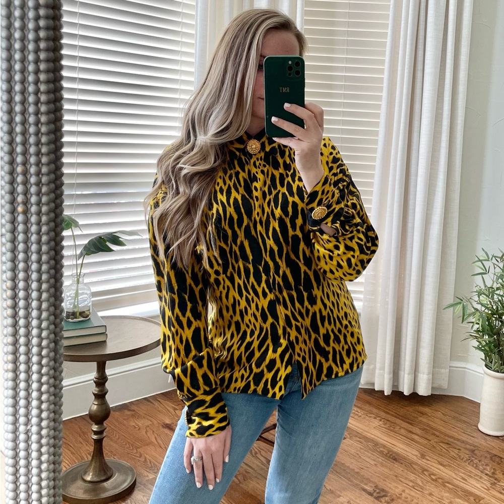 Versace Silk Button Down Blouse Vintage 1992